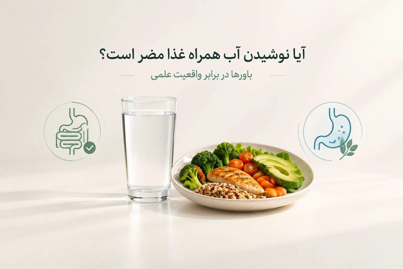 آیا آب خوردن وسط غذا ضرر دارد؟ تأثیر آب بر هضم و چاقی