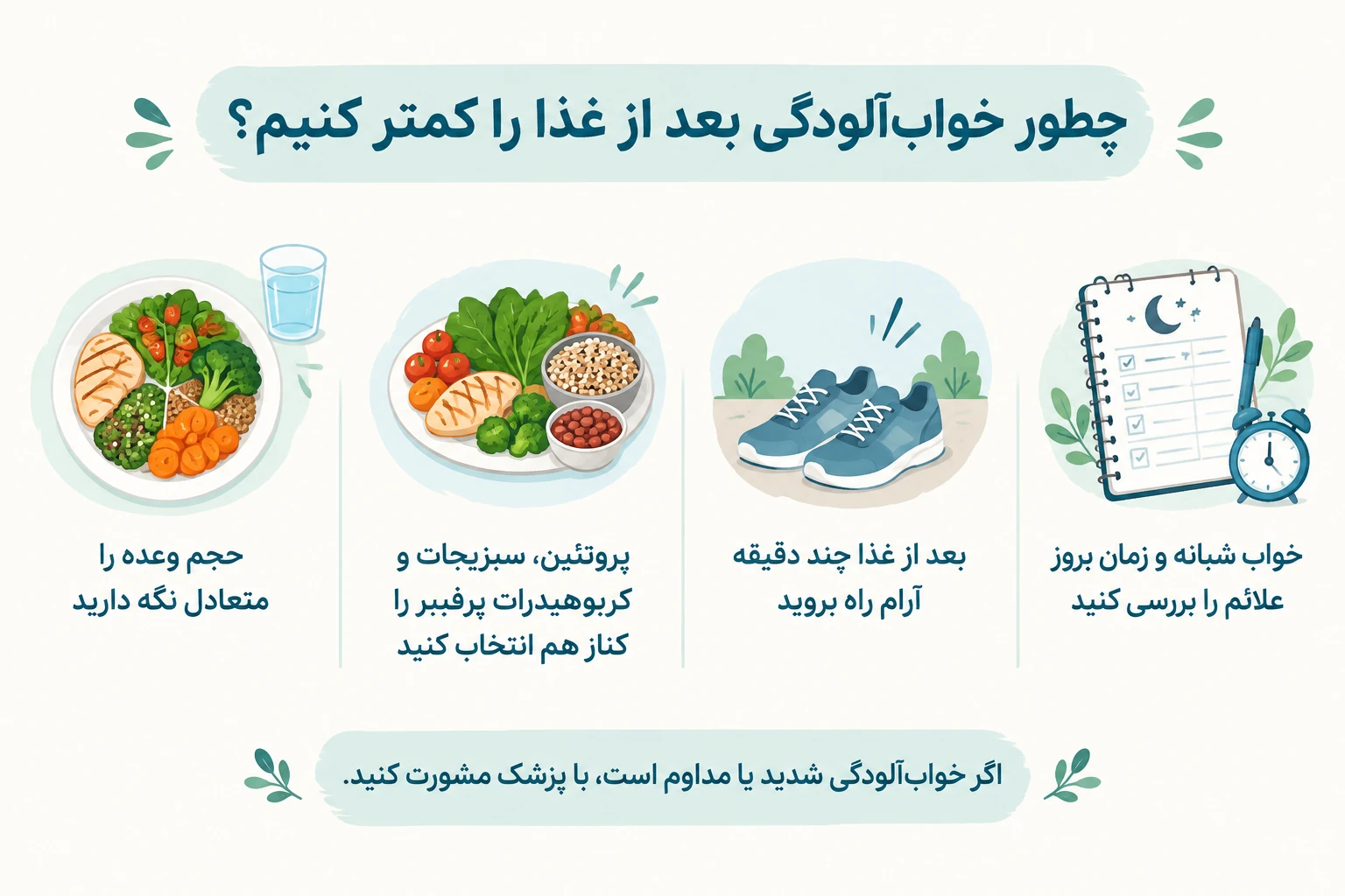 چرا بعد از غذا خوابمان می گیرد؟ علت خواب آلودگی بعد از غذا