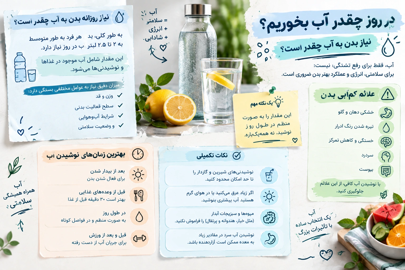 در روز چقدر آب بخوریم؟ چند لیوان آب لازم است؟